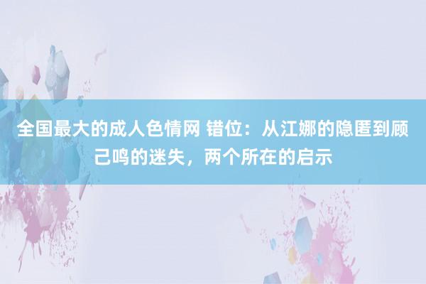 全国最大的成人色情网 错位：从江娜的隐匿到顾己鸣的迷失，两个所在的启示