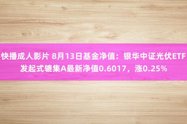 快播成人影片 8月13日基金净值：银华中证光伏ETF发起式辘集A最新净值0.6017，涨0.25%