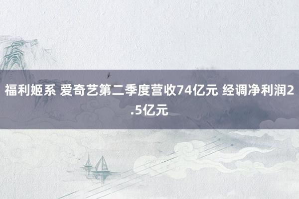 福利姬系 爱奇艺第二季度营收74亿元 经调净利润2.5亿元